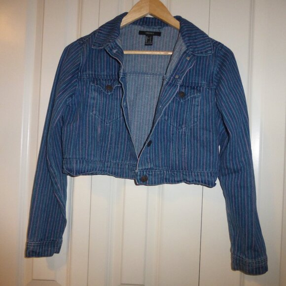 FOREVER 21 blue and pink pinstripe denim jacket and skirt set - Picture 13 of 15